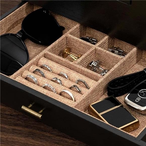 Watch Box Organizer for Men, 6 Slot Watch Case for Men Display & Storage Watch - Picture 3 of 7